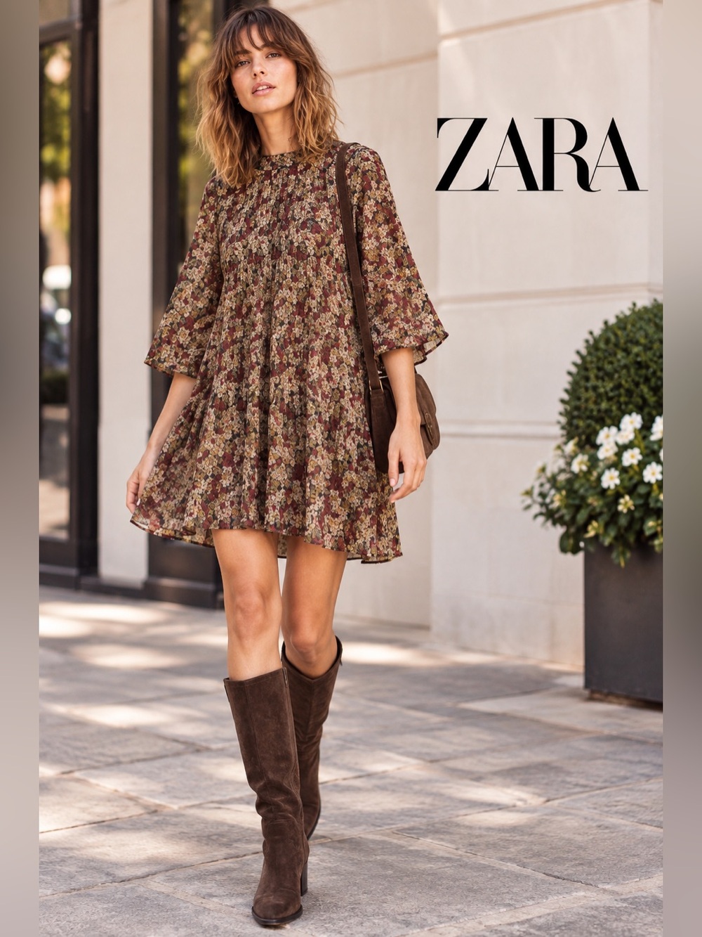 Zara floral printed plated, dress